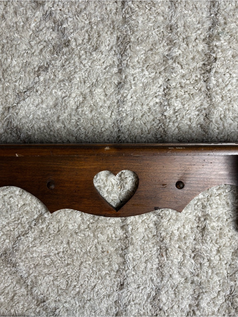 Vintage wooden shelf Heart cut out cottage country farmhouse